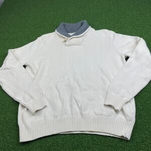 Springfield Mens Beige Knit Ribbed Cuffs & Hem Pullover Sweater Sz S
